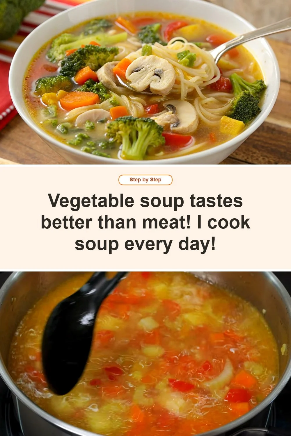 Bowl of homemade Gemüsesuppe filled with fresh vegetables and herbs