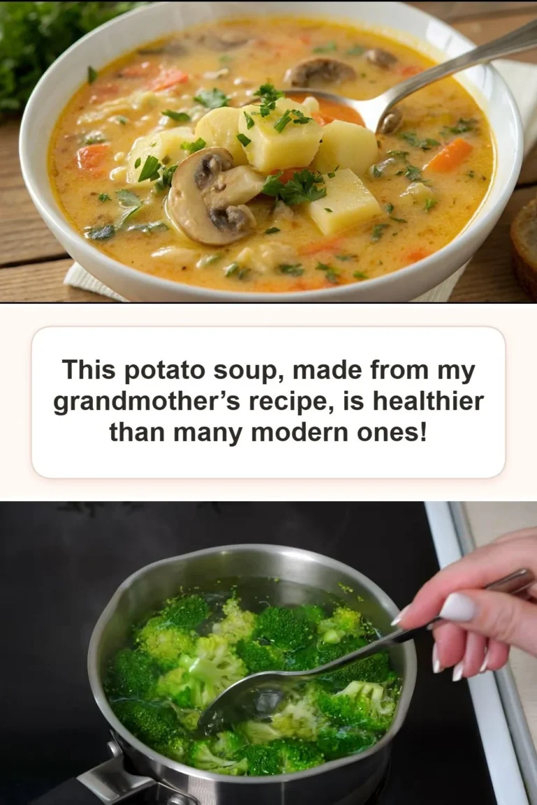 Bowl of creamy Kartoffelsuppe topped with fresh herbs and bread.