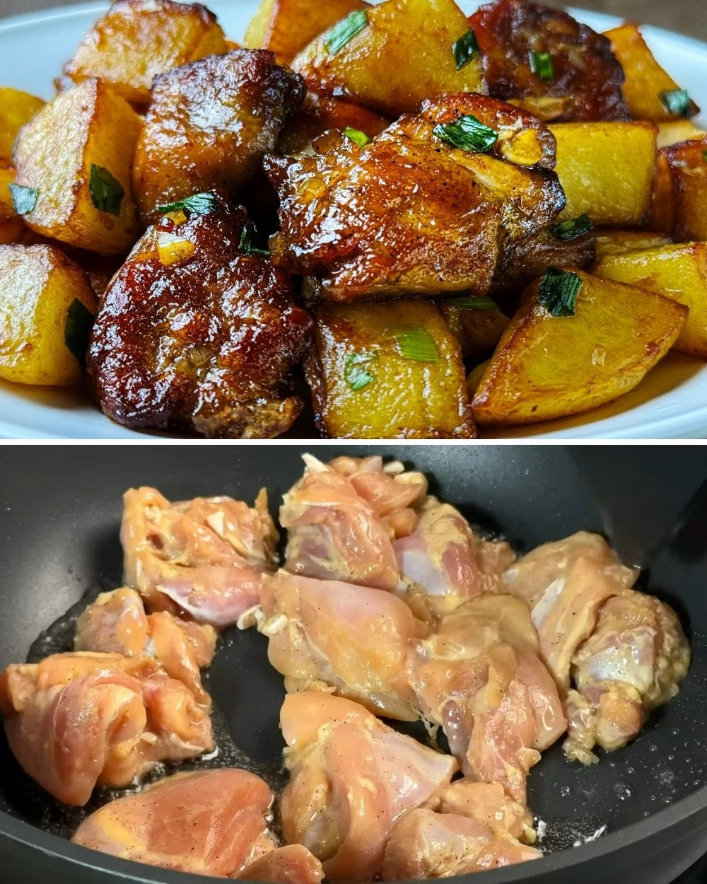 Heerlijke knoflookboter kip met aardappelen, perfect voor een smakelijke maaltijd.