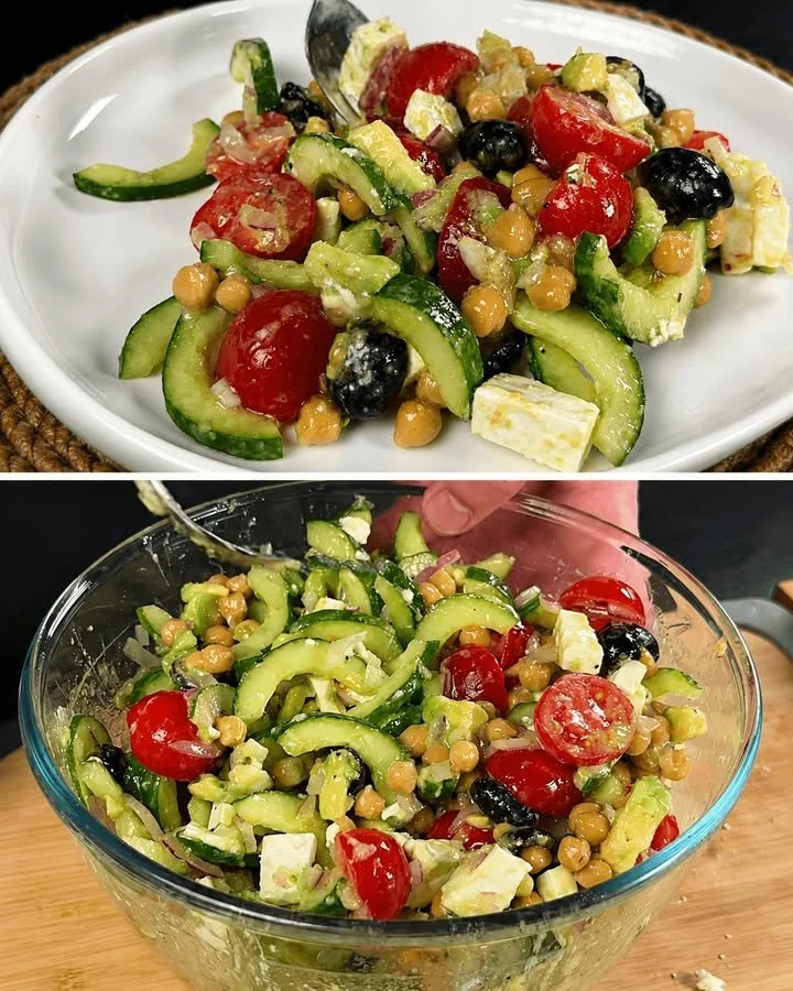 Mediterrane kikkererwtensalade met verse kruiden in een kom