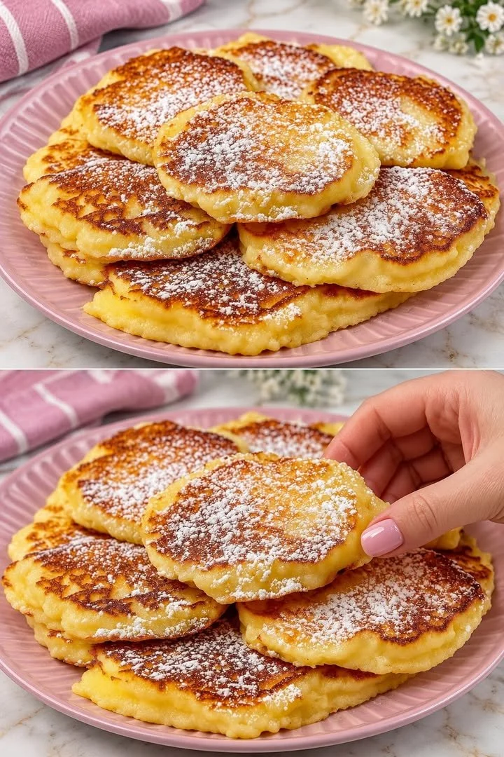 Heerlijke gestapelde pannenkoeken met fruit en siroop.
