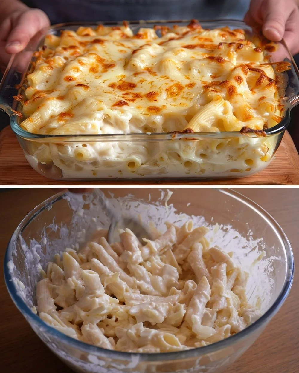 Pasta met Kip en romige Alfredo-saus op een bord