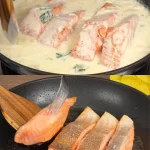 Romige zalm gerecht met verse ingrediënten en kruiden