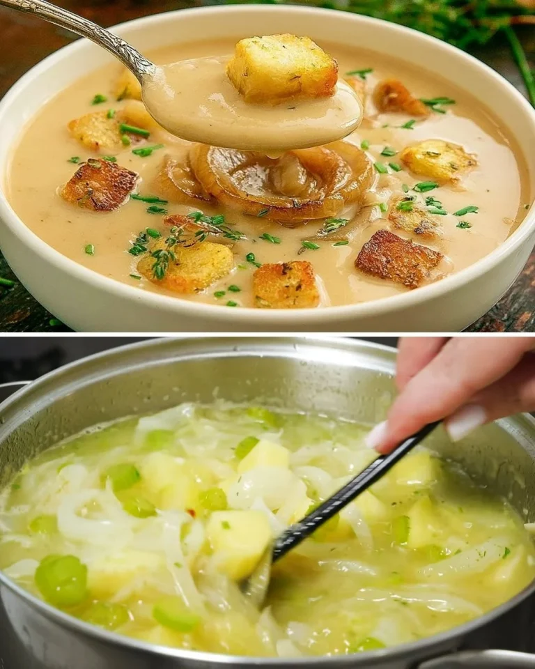 Heerlijke uiensoep met knapperige croutons, perfect voor elke gelegenheid