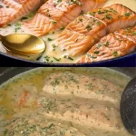 Zalmfilets met boter bereid volgens een eenvoudig recept